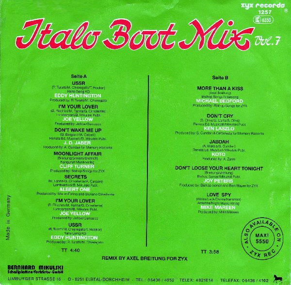 Various : Italo Boot Mix Vol. 7 (7", Single, Mixed)