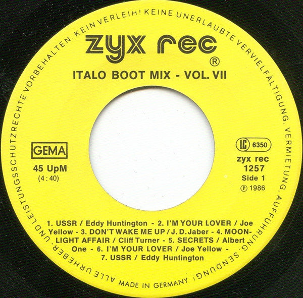 Various : Italo Boot Mix Vol. 7 (7", Single, Mixed)