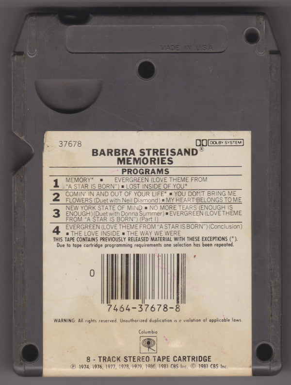 Barbra Streisand : Memories (8-Trk, Comp, Dol)