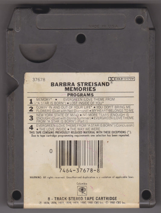 Barbra Streisand : Memories (8-Trk, Comp, Dol)