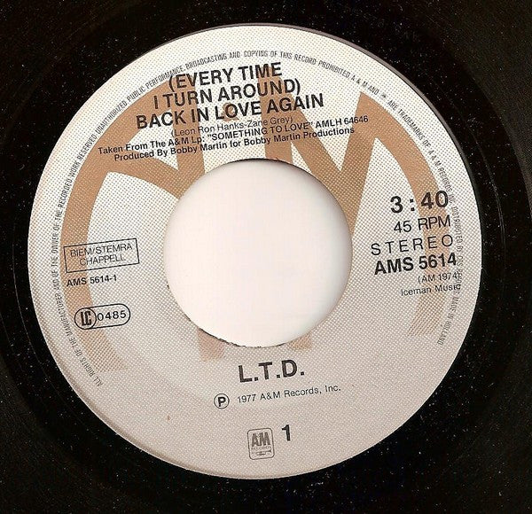 L.T.D. : (Every Time I Turn Around) Back In Love Again (7", Single)