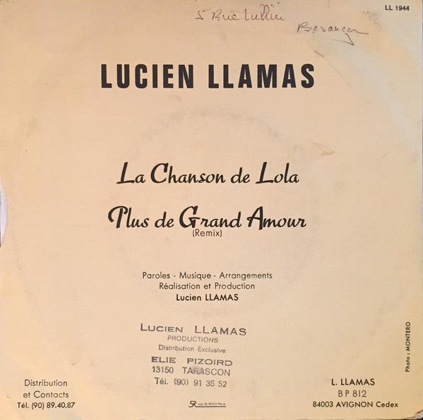 Lucien Llamas : La Chanson De Lola (7", Single)