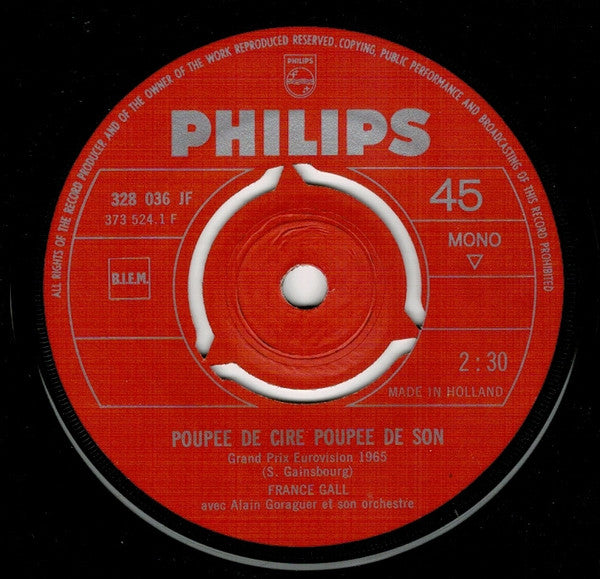 France Gall : Poupée De Cire Poupée De Son / Le Coeur Qui Jazze (7", Single, Mono, Red)