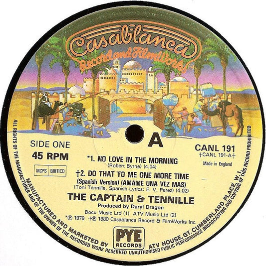 Captain And Tennille : No Love In The Morning / Do That To Me One More Time (Spanish Version) / Happy Together (12", Single)