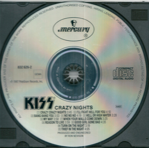 Kiss : Crazy Nights (CD, Album, RP)