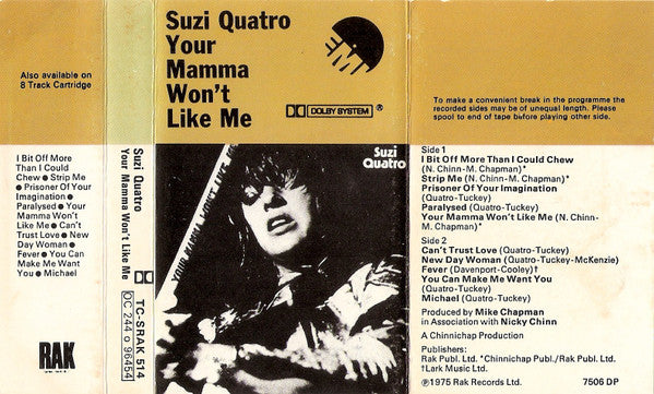 Suzi Quatro : Your Mamma Won't Like Me (Cass, Album)