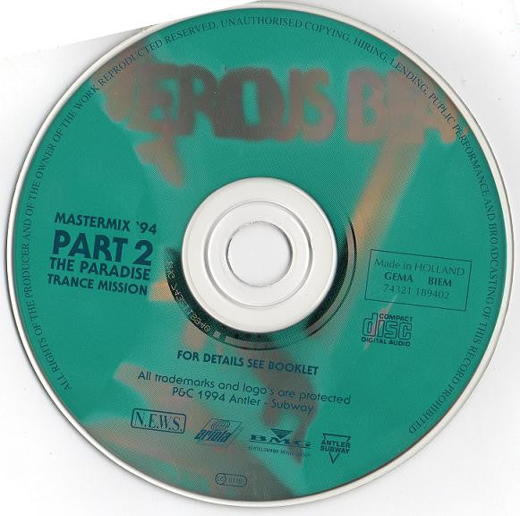 Various : Serious Beats Mastermix '94 Part 2 - The Paradise Trance Mission (CD, Comp, Mixed)