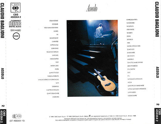 Claudio Baglioni : Assolo (2xCD, Album, Liv)