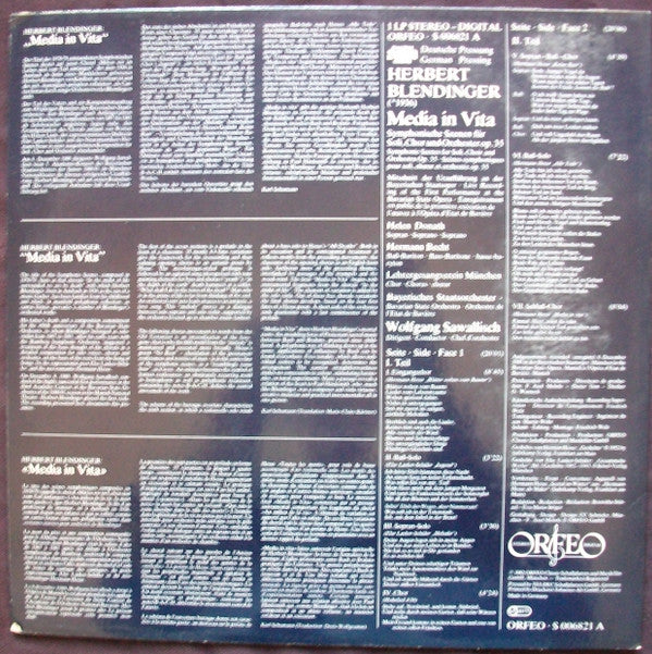 Herbert Blendinger, Wolfgang Sawallisch, Bayerisches Staatsorchester : Media In Vita (LP)
