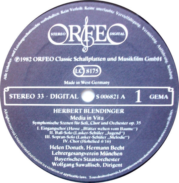 Herbert Blendinger, Wolfgang Sawallisch, Bayerisches Staatsorchester : Media In Vita (LP)