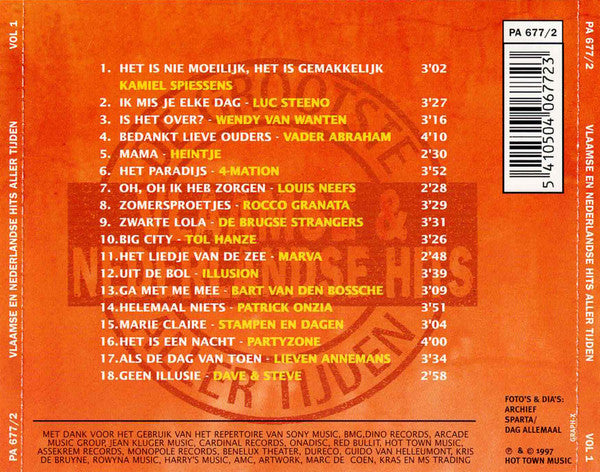 Various : De Grootste Vlaamse & Nederlandse Hits Aller Tijden - Volume 1 (CD, Comp)