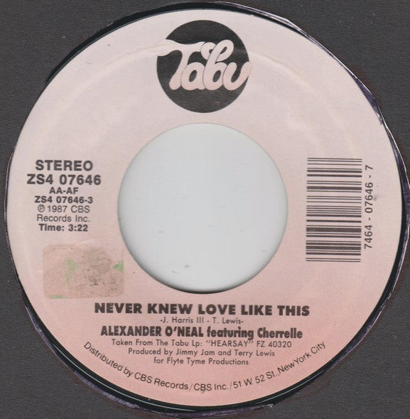 Alexander O'Neal Featuring Cherrelle : Never Knew Love Like This (7")