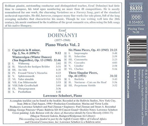 Lawrence Schubert, Ernst von Dohnányi : Dohnanyi: PIano Works Vol. 2 (CD, Album)