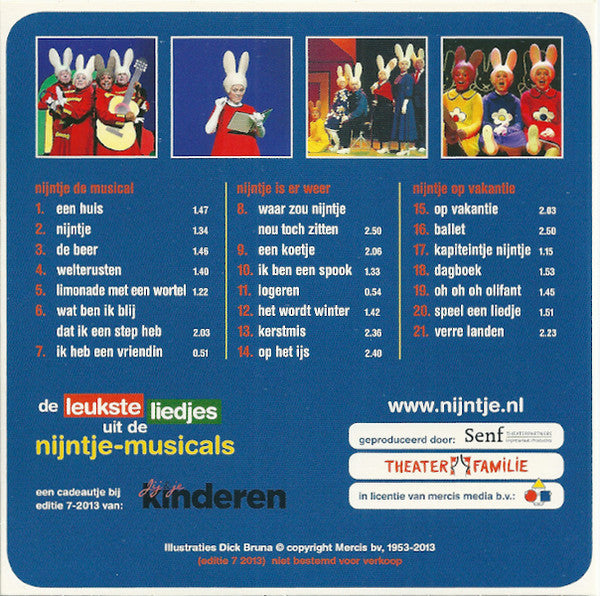 Various : De Leukste Liedjes Uit De Nijntje-Musicals (CD, Comp, Promo)