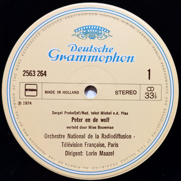 Mies Bouwman : Mies Bouwman Vertelt Peter En de Wolf (LP, Album, RE)