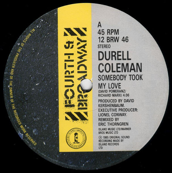 Durell Coleman : Somebody Took My Love (12")