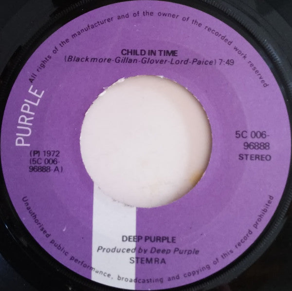 Deep Purple : Child In Time (7", Maxi)