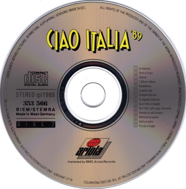 Various : Ciao Italia '89 (2xCD, Comp)