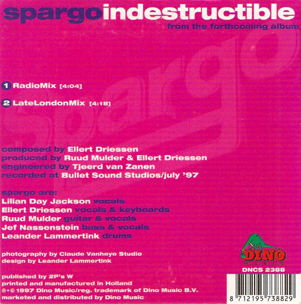 Spargo : Indestructible (CD, Single, Car)