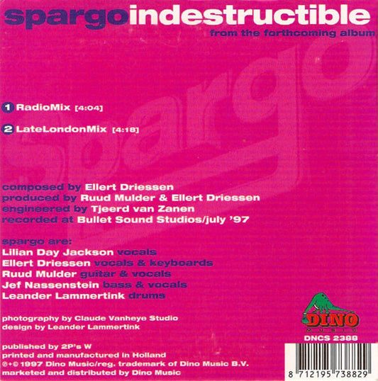 Spargo : Indestructible (CD, Single, Car)