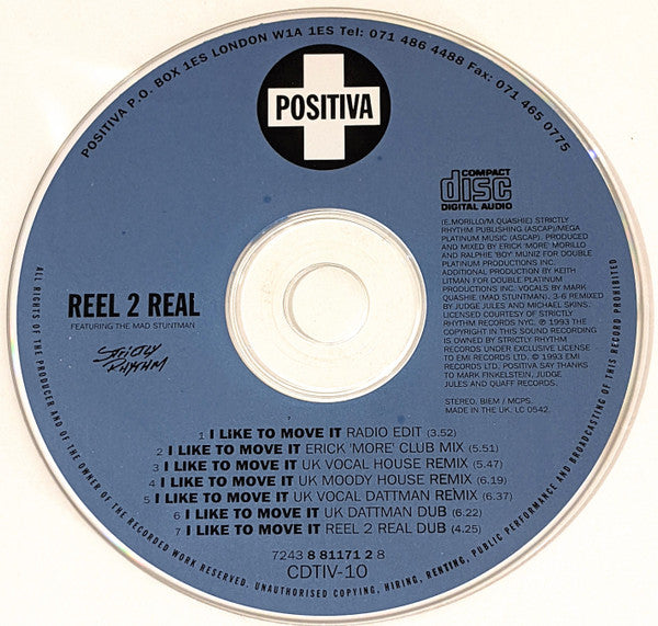 Reel 2 Real Featuring The Mad Stuntman : I Like To Move It (CD, Single)