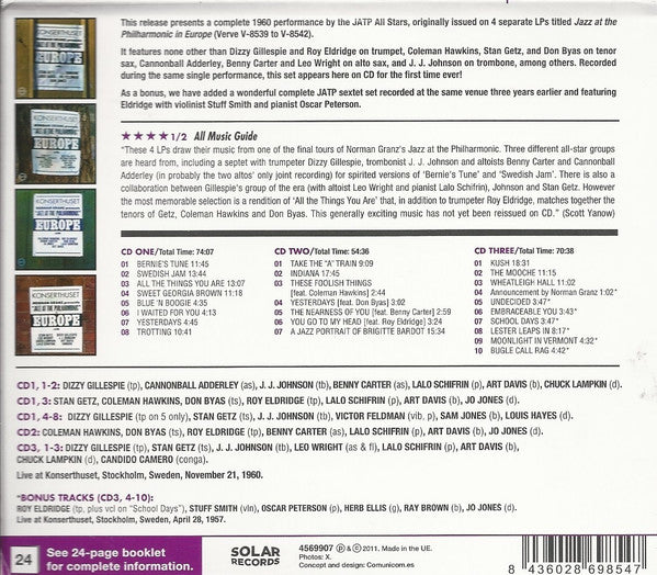 Jazz At The Philharmonic : Complete Live In Stockholm November 21, 1960 (3xCD, Comp)