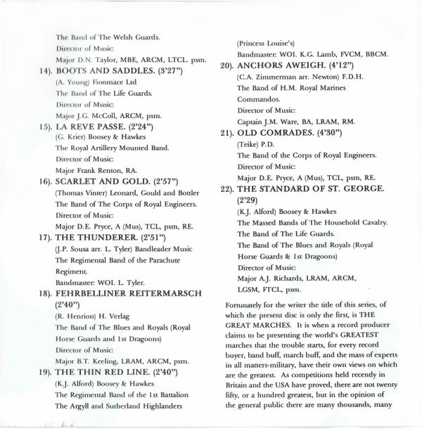 Various : The Great Marches, Volume One (CD, Album)