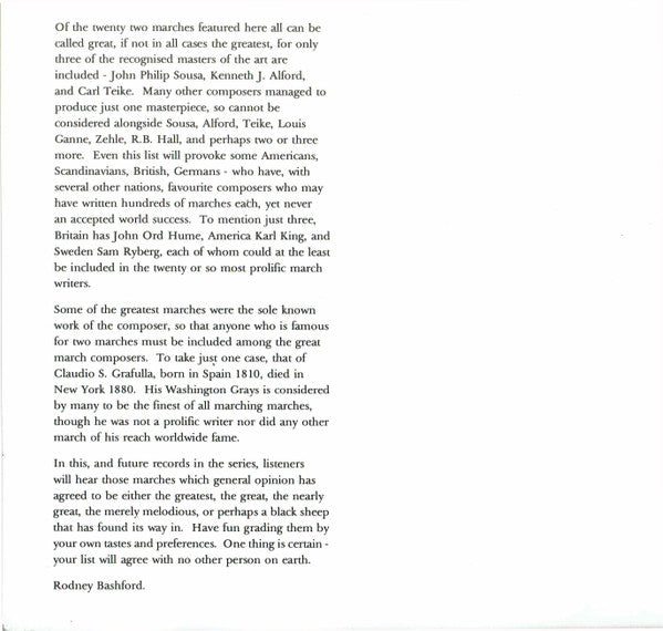 Various : The Great Marches, Volume One (CD, Album)