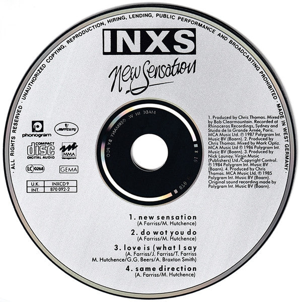 INXS : New Sensation (CD, Single, Car)