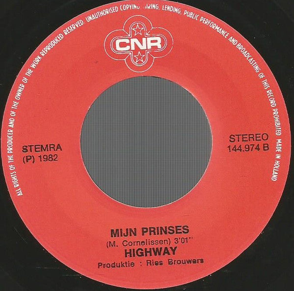 Highway (3) : Kiddy Kiddy, Kiss Me / Mijn Prinses (7", Single)
