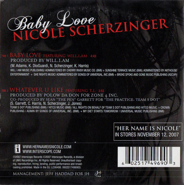 Nicole Scherzinger : Baby Love (CD, Single, Car)