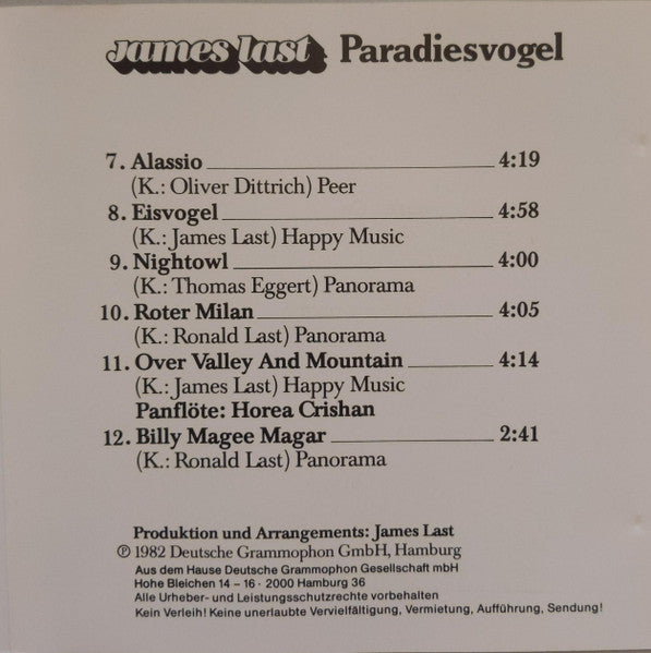 James Last : Paradiesvogel (CD, Album, RE)