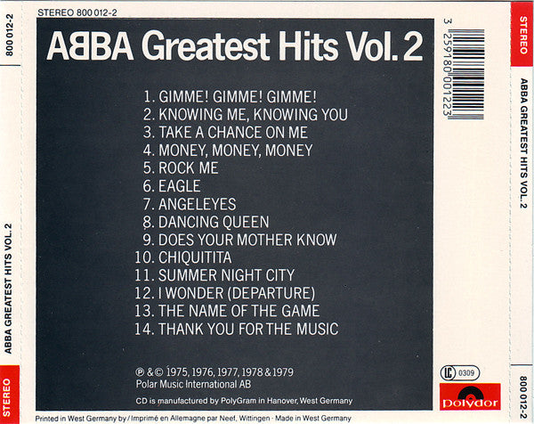 ABBA : Greatest Hits Vol. 2 (CD, Comp)