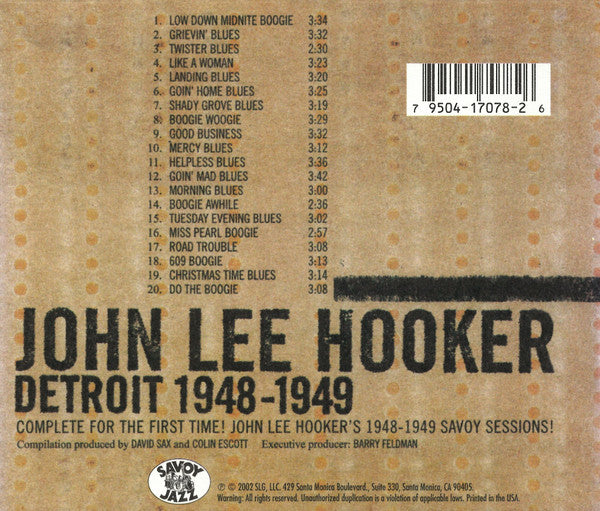 John Lee Hooker : Detroit 1948-1949 (CD, Comp)