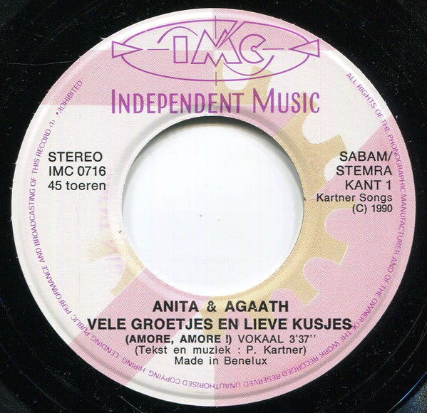 Anita & Agaath : Vele Groetjes En Lieve Kusjes (7", Single)