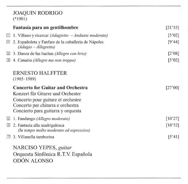 Joaquín Rodrigo / Mario Castelnuovo-Tedesco / Ernesto Halffter / Narciso Yepes · Odón Alonso · Garcia Navarro : Fantasia Para Un Gentilhombre · Gitarrenkonzerte = Guitar Concertos (CD, Comp, RE, RM)