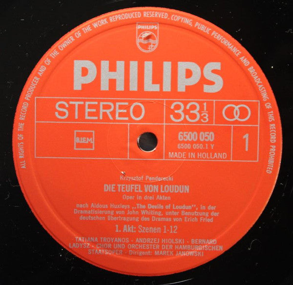 Krzysztof Penderecki / Orchester Der Staatsoper Hamburg / Chor Der Hamburgischen Staatsoper, Marek Janowski : Die Teufel Von Loudun (2xLP + Box)