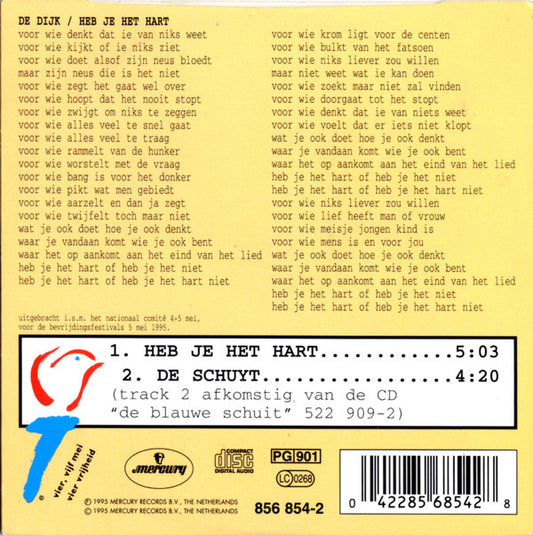 De Dijk : Heb Je Het Hart (CD, Single)