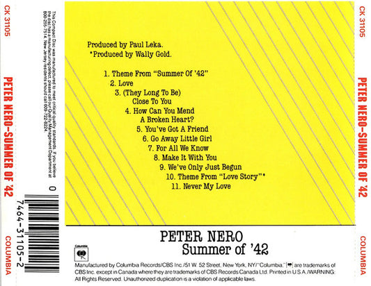 Peter Nero : Summer Of '42 (CD, Album)