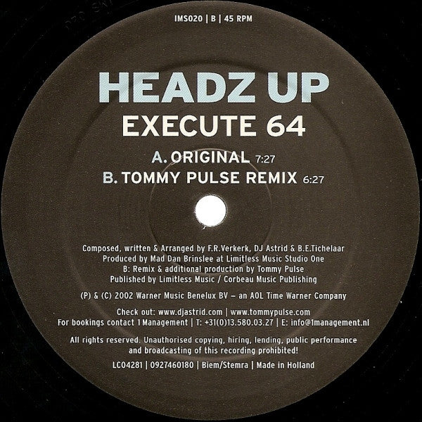 Headz Up : Execute 64 (12")