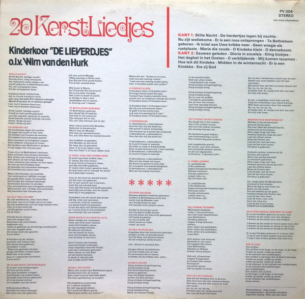 Kinderkoor De Lieverdjes o.l.v. Wim van den Hurk : 20 Kerstliedjes (LP, Album, Mono)