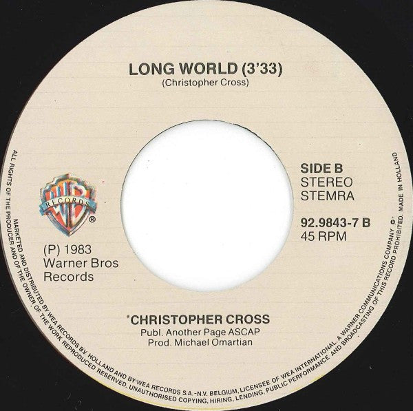 Christopher Cross : All Right (7", Single)