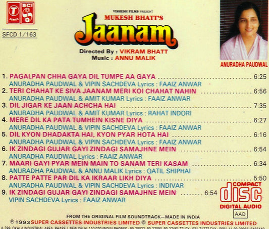 Anu Malik : Jaanam (CD)