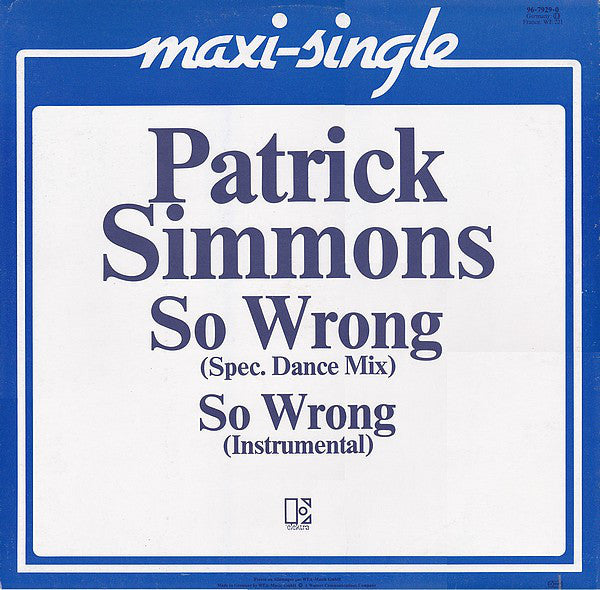 Patrick Simmons : So Wrong (12", Maxi)