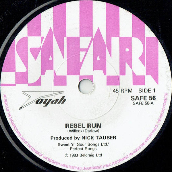 Toyah (3) : Rebel Run (7", Single)