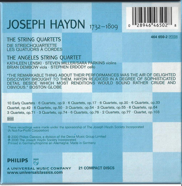 Joseph Haydn — The Angeles String Quartet : The Complete String Quartets = Die Streichquartette = Les Quatuors À Cordes (21xCD, Album + Box)