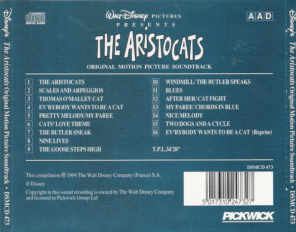 Various : The Aristocats (Original Motion Picture Soundtrack) (CD, Comp)