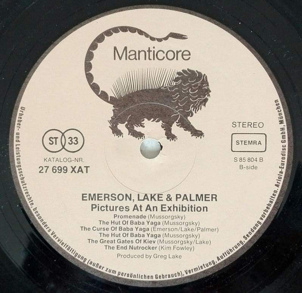 Emerson, Lake & Palmer : Pictures At An Exhibition (LP, Album, RE, Gat)