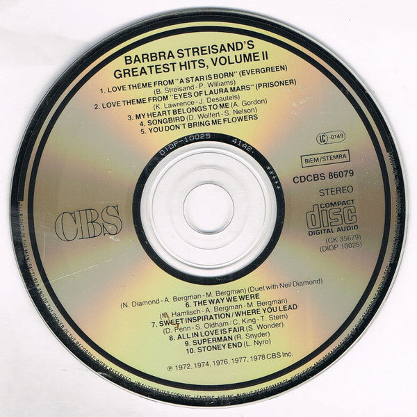 Barbra Streisand : Barbra Streisand's Greatest Hits, Volume II (CD, Comp)