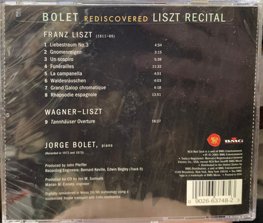 Franz Liszt - Jorge Bolet : Rediscovered - Liszt Recital (CD, Album)
